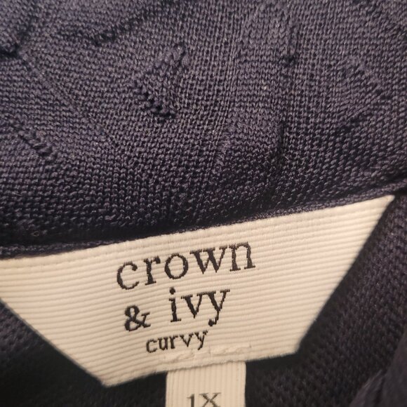 NWT Crown & Ivy Navy Textured Sleeveless Shift Dress – Size 1X (NWT) - Picture 5 of 8